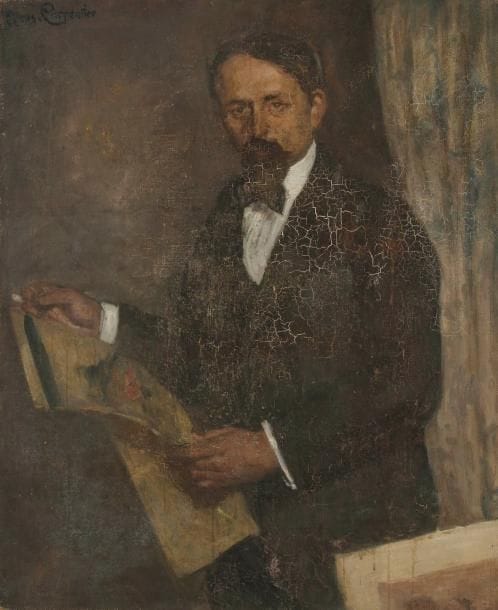 Marguerite Jeanne CARPENTIER (1886-1965)
Portrait du peintre Joseph Vital-Lacaze Huile sur toile. Signée en haut à gauche. (Craquelures). 100 x 81 cm
