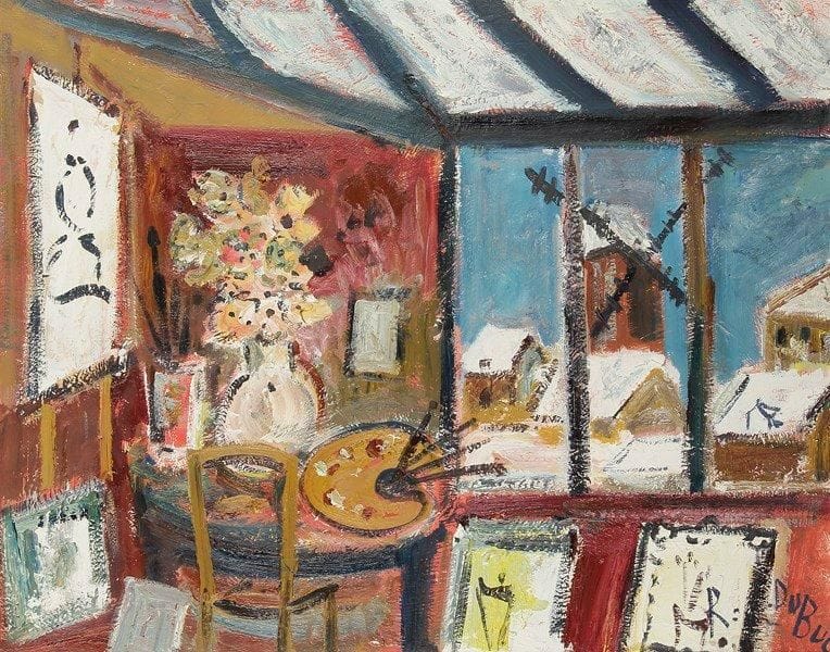 Roland DUBUC (1924-1998)
Montmartre, Moulin vue de l'atelier. Huile sur toile. Signée en bas à droite. 73 x 92 cm