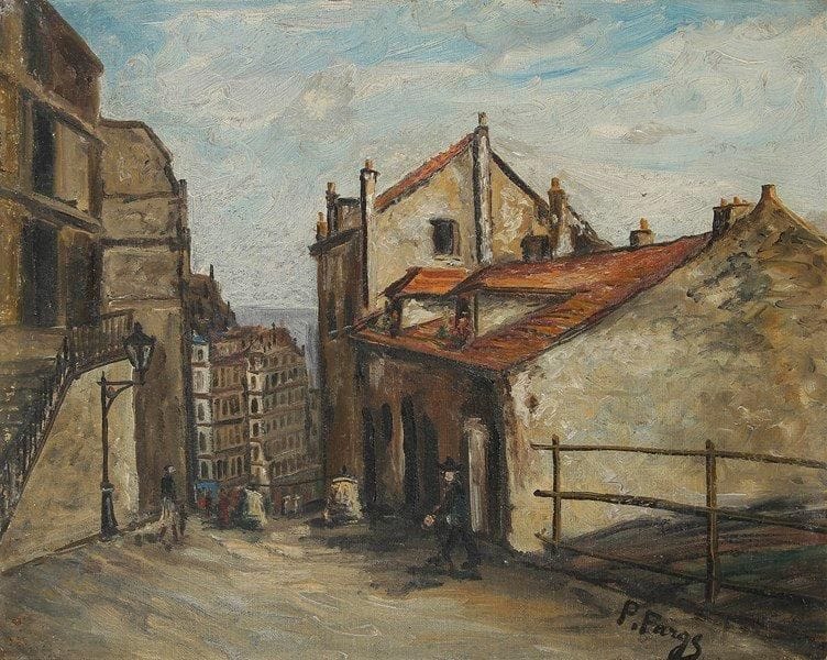 Pierre FARGE (1878-1947)
Rue de Montmartre. Huile sur toile. Signée en bas à droite. 32 x 41 cm