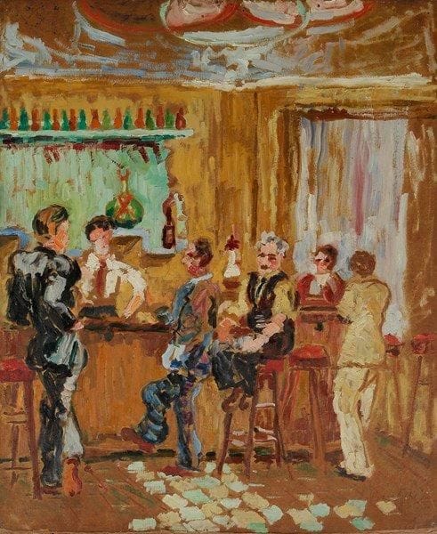 Anne FRANÇAIS (1909-1995)
Le Calvados. Huile sur carton. Signée en bas à droite. Signée et titrée au dos. 61 x 50 cm