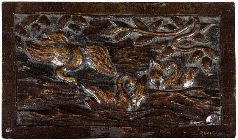 Paul GAUGUIN (1848-1903)
Les Cygnes. Bronze à patine brune. Numéroté sur 30. 16 x 32 cm