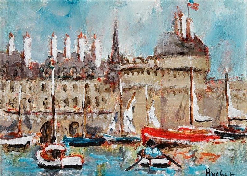 Urbain HUCHET (Né en 1930)
Le Port de Saint-Malo. Huile sur toile. Signée en bas à droite. 24 x 32,5 cm