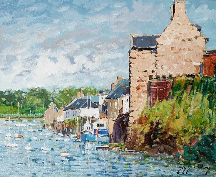 Guy LEGENDRE (né en 1946)
Le Conquet Bretagne. Huile sur toile. Signée en bas à droite. Signée et titrée au dos. 50 x 61 cm