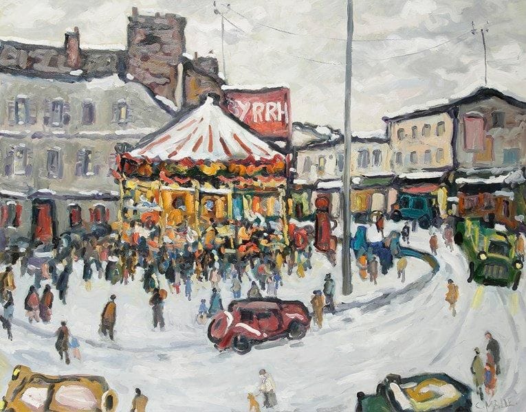 Charles MALLE (né en 1935)
Place animée au manège. Huile sur toile. Signée en bas à droite. 74 x 92 cm