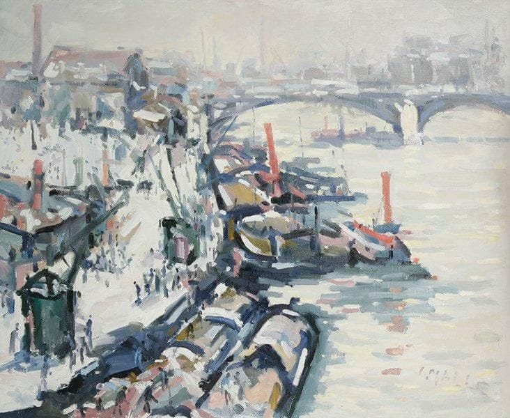 Charles MALLE (né en 1935)
Neige sur Rouen. Huile sur toile. Signée en bas à droite. 65 x 81 cm