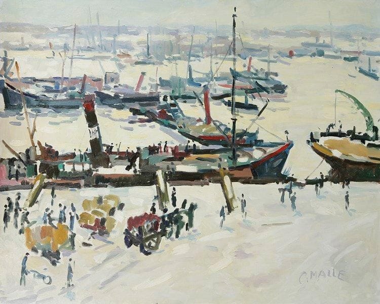 Charles MALLE (né en 1935)
Le Port. Huile sur toile. Signée en bas à droite. 73 x 92 cm