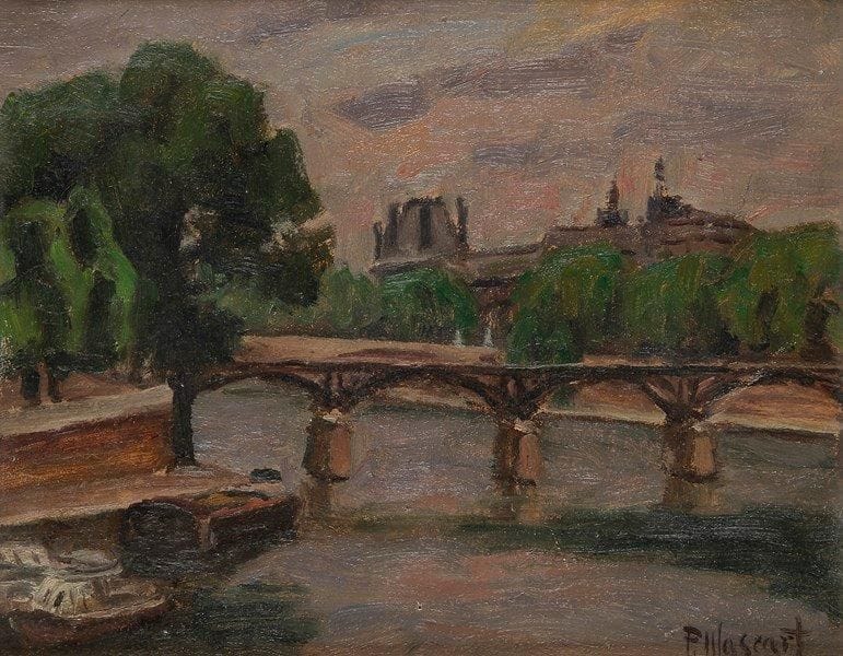 Paul MASCART (1874-1958)
Paris, le Pont des Arts. Huile sur carton. Signée en bas à droite. 19,5 x 24 cm