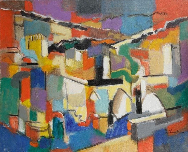 Jean CHEVOLLEAU (1924-1996)
Tolède, le Pont San Martin, 1990. Huile sur toile. Signée en bas à droite. Signée, datée et titrée au dos. 73 x 60 cm