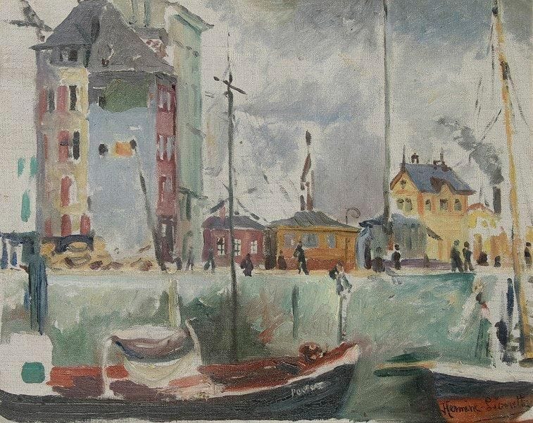 Hermine DAVID (1886-1970)
Le Port. Huile sur carton. Signée en bas à droite. 33 x 41 cm