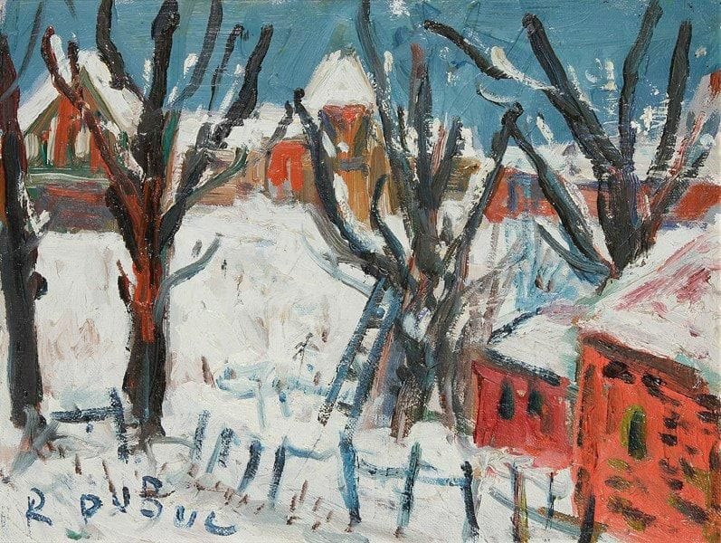 Roland DUBUC (1924-1998)
Paysage de neige. Huile sur toile. Signée en bas à gauche. 27 x 35 cm