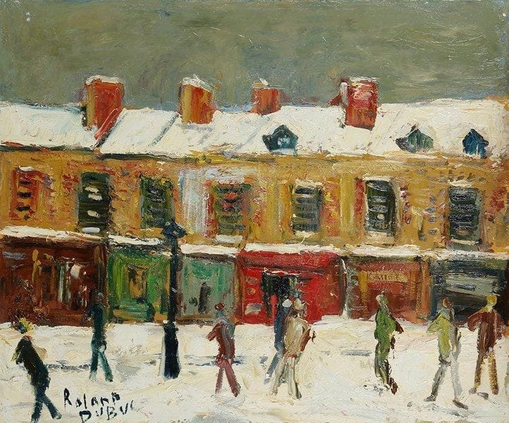 Roland DUBUC (1924-1998)
La Banlieue. Huile sur toile. Signée en bas à gauche. 60 x 73 cm
