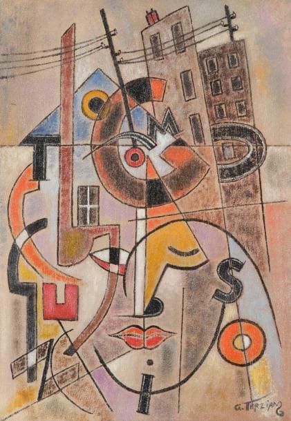 Georges Terzian
Tableau de famille, 1994 Huile sur toile. Signée en bas à droite. Signée, datée et titrée au dos. 46 x 33 cm