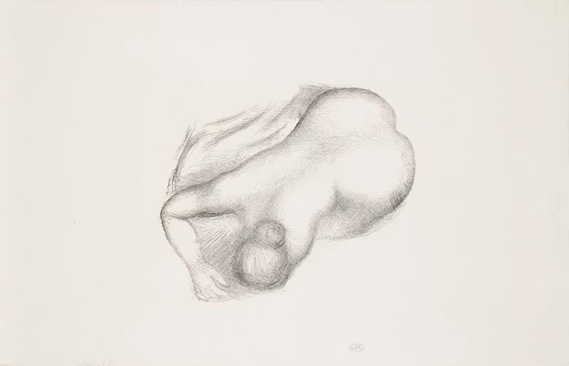 Aristide MAILLOL (1861-1944)
Femme nue penchée en avant. Lithographie. 225 x 195. Guérin 286. Très belle épreuve sur vélin, signée du monogramme, annotée par l'éditeur H.-M. Petiet «Essai n° 3» et revêtue de son timbre sec. Courte déchirure au bord droit. Toutes marges. Tirage définitif à 100 épreuves. Joint: Femme accroupie de dos, 1re pl. Lithographie. 125 x 208. Guérin 266. Bonne épreuve tirée en sanguine sur vélin fort, signée du monogramme à la mine de plomb. Fortes rousseurs. Toutes marges. Timbre sec: Galerie des Peintres-Graveurs (Lugt 1057b). Ens. 2 p