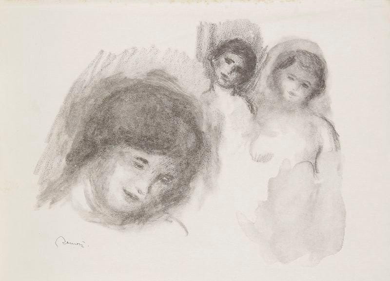 Pierre-Auguste RENOIR (1841-1919)
La Pierre aux trois croquis. Vers 1904. Lithographie. 290 x 228. Delteil, Stella 41; Johnson 118-5. Très belle et fraîche épreuve, l'une des 50 sur japon, timbrée (Lugt 2137a). Toutes marges non ébarbées
