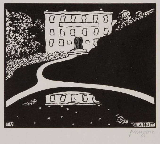 Félix VALLOTTON (1865-1925)
La Nuit. 1896. Bois gravé. 220 x 178. Vallotton et Goerg 164. Très belle et fraîche épreuve sur vélin mince, signée et numérotée au crayon bleu. Toutes marges. Tirage à environ 70 épreuves