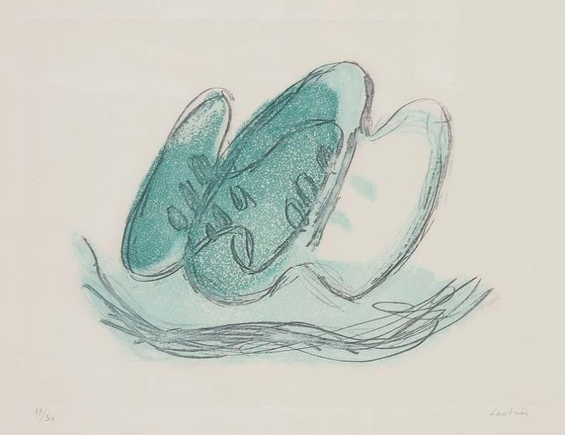 Jean FAUTRIER (1898-1964)
Otage violet; Les Fruits. 1942-1947. Eau-forte et aquatinte. 304 x 270 et 318 x 230. Mason 239 et 240. Impression en couleurs. Parfaites épreuves sur vélin, signées à la mine de plomb, la 1re justifiée «H.C.», la 2e numérotée. Toutes marges. Cadres. Ens. 2 p