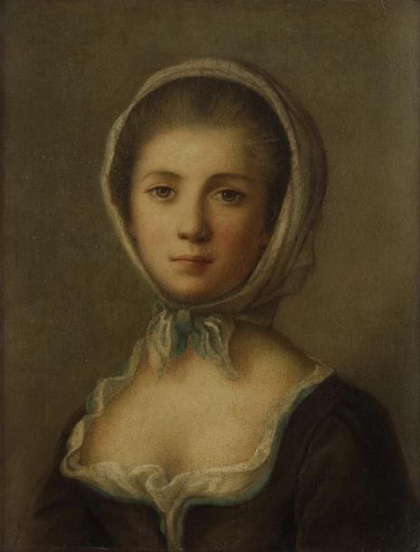 École FRANÇAISE de la fin du XVIIIe siècle
Portrait présumé de Mademoiselle de Pleneuf Toile. 44 x 34 cm Restaurations. L'identité du modèle est donnée par une étiquette au revers du cadre