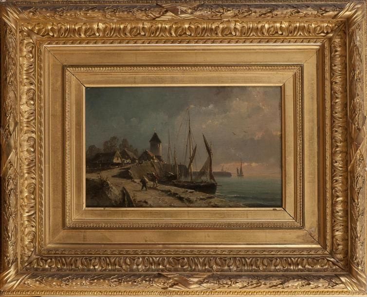Julius HINTZ (1805 - 1862)
Voiliers au port Huile sur panneau. Signée en bas à gauche. 18 x 28 cm
