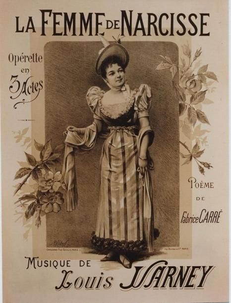 1 Affiche Femme de Narcisse (La), Varney L. [1891] MAUROU P. Imp. Belfond. Entoilée. B.E. (petites mouillures). 78 x 59 cm