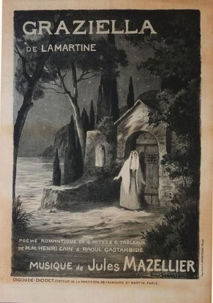 1 Affiche Graziella, Mazellier J. [1913] SERRES R. Imp. Lafontaine. Entoilée. B.E. (petites déchirures). 100 x 70 cm