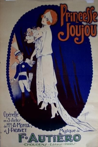 1 Affiche Princesse Joujou, Autiero F. [1921] CLERICE FRES. Entoilée. B.E. (petite tache, courtes déchirures). 120 x 80 cm