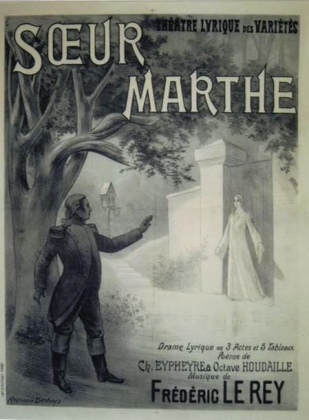 1 Affiche Soeur Marthe, Le Rey F. [1898] DESHAYS R. Imp. P.Dupont. Entoilée. B.E. 82 x 61 cm