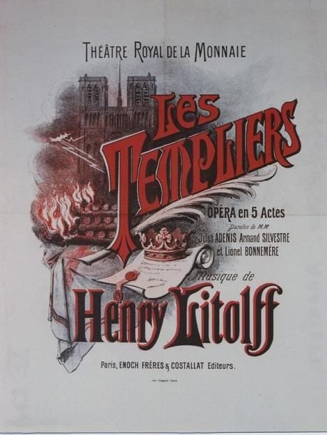 1 Affiche Templiers (Les), Littolf [1886] BARBIZET A. Imp. Fouquet. Entoilée. B.E. (plis). 65 x 50 cm