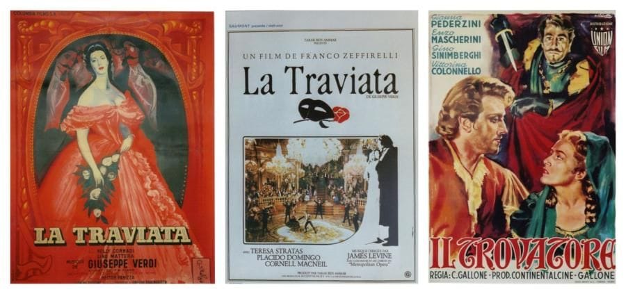 4 Affiches Traviata (La), Verdi, 1947 Non signée. Réalisateur: GaIIone C. Acteurs: Corradi N., Mattera G. Entoilée. B.E. (plis). *** Traviata (La), Verdi, 1982 Affiche par: PHILIPPE Réalisateur: Zeffirelli. Acteurs: Stratas, Domingo, MacNeil. Non entoilée. B.E. 55 x 36,5 cm *** Trovatore, Verdi, 1949 Non signée. Réalisateur: Gallone C. Acteurs: Pederzini, Mascherini. Non entoilée A.B.E. (plis). 140 x 100 cm *** Valse de Paris (La), Strauss, 1949 Non signée. Réalisateur: Achard M. Acteurs: Printemps Y,.Fresnay P. Entoilée. B.E. (plis). 160 x 120 cm