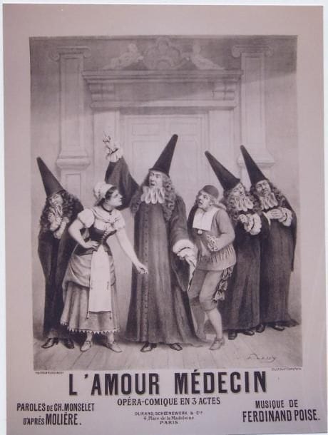 1 Affiche Amour Médecin, Poise F. [1880] LAMY P.A. Imp. Delanchy. Entoilée. B.E. (petites déchirures). 72 x 55 cm