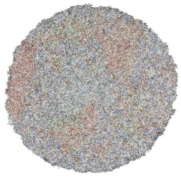 Money Monet, 2002 Tondo. Franc haché sur métal. Signé, daté et titré au dos. D. 75 cm 