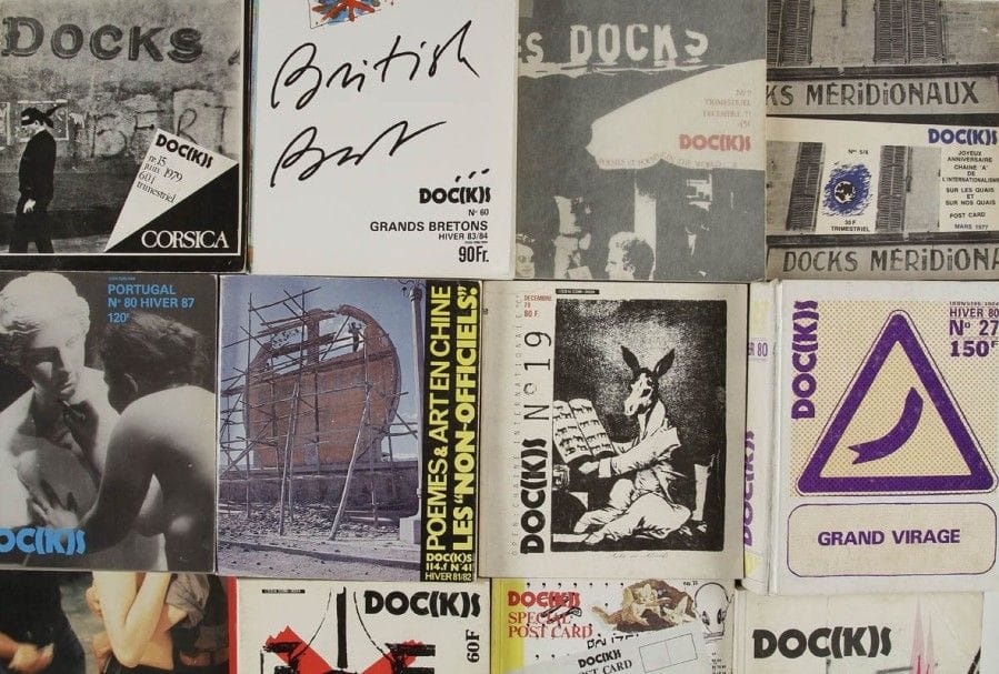 BLAINE Julien - Revue DOC(K)S - n° 1-2-3-4 (Vol. 1, juin 1976) - n° 5-6 (Vol. 5, mars 1977) - n° 7-8 (Vol. 7, juill. 1977) - n° 9-10-11 (Vol. 9, déc. 1977) - n° 12-13-14 (Vol. 12, été 1978) - n° Spécial post-cards, 120 c.p. agrafées au format des autres vol. (déc. 1978) - n° 15-16-17-18 (Vol. 15, juin 1979) - n° Spécial post-cards II, 150 cartes postales dans un emboîtage 11x15,5 cm, (numéroté 2/500) automne 1979. - n° 19-20-21-22 (Vol. 19, déc. 1979) - n° 23-24-25-26 (Vol. 23, été 1980) - n° 27-28-29-30-31-32-33-34 (Vol. 27, hiver 1980) - n° 35-36-37-38-39-40 (Vol. 35, automne 1981) - n° 41-42-43-44-45 (Vol. 41, hiver 1981/82) - n° 46-47-48-49 (Vol. 46, été 1982) - n° 50-51-52-53 (Vol. 50, automne 1982) Exceptionnelle tête de collection complète des n° 1 à 53 en 14 volumes fort in-8 carré (+ 1 vol. format carte postale). - On joint 3 vol. (n°60, 76 et 80).