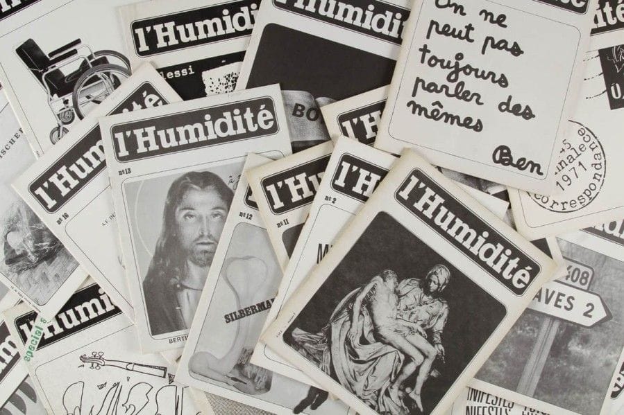 BORY Jean-François (Revue) L’HUMIDITÉ. 1970-1977. In-4, agr. 19 numéros (sur 25, collection incomplète des  n° 5 - 6 - 8 - 14 - 15 - 25 et dernier). Revue fondée et dirigée par Jean-François Bory jusqu’au n° 22.
