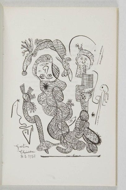 CHAISSAC Gaston. Au pays de la calotte vinassouse. L’arbre n°19, Jean Le Mauve, Dammard, 1979. Pt in-8, br. Rare recueil de poèmes inédits. Tirage non précisé. Joint : - Très amicalement vôtre. Lettres et textes inédits. La Louvière, Daily Bul, 1982. In-8, br. Seconde édition. Couverture papier peint.