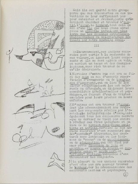 ISOU Isidore, LEMAITRE Maurice. Lettre sur la vie, l’amitié, l’amour, le bonheur (par) Isidore Isou. Notes polyautomatiques (par) Maurice Lemaître. Maurice Lemaître, 1970. In-4 ronéoté sous couv. Tiré à part de la revue Lettrisme n°10, juin 1970. 1/100 sur bouffant après 10 ex. de tête. Vibrant appel aux « camarades passés » en vue d’une réunification du mouvement.