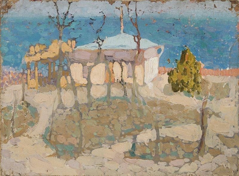 Vladimir Daniel BARANOFF-ROSSINÉ [franco-russe]
Maison sur la Mer Noire, vers 1905-08 Huile sur toile contrecollée sur carton. Non signée. (Petits manques et craquelures). 19,5 x 27 cm Commentaire: Un certificat de Monsieur Dimitri Baranoff-Rossiné sera remis à l'acquéreur