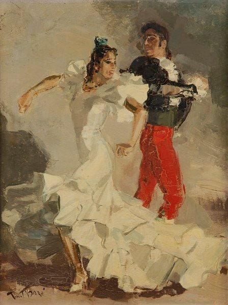 Paul-Robert BAZE (1901-1985)
Danseurs de Flamenco Huile sur panneau. Signée en bas à gauche. 35 x 27 cm