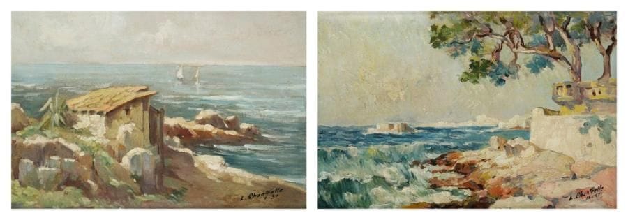 Lucien CHANTRELLE (1890-?)
Iles de Lérins, 1927 et 1930 2 huiles sur toiles. Signées et datées en bas à droite. 24 x 35 cm chaque