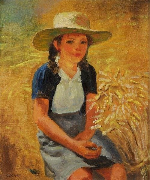Gérard COCHET (1888-1969)
Jeune fille au chapeau Huile sur toile. Signée en bas à gauche. (Cadre Bouche). 55 x 46 cm