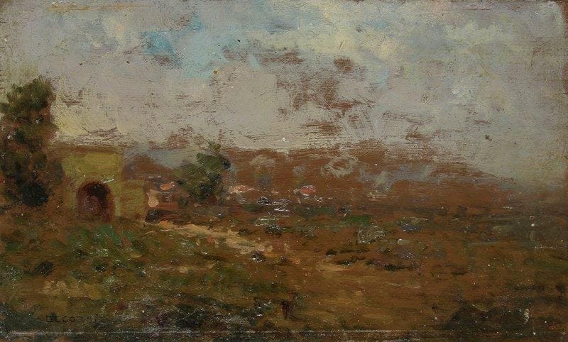 Nicola DECORSI (1882-1956)
Paysage Huile sur panneau. Signée en bas à gauche. 15 x 24,5 cm