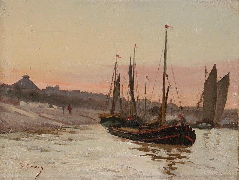P.T. Raoul DOSQUE (1860-1937)
Marine Huile sur toile. Signée en bas à gauche. 25 x 33 cm