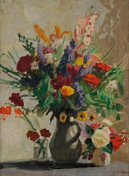 Jules FLANDRIN (1871-1947)
Vase de fleurs Huile sur toile. Signée en bas à droite. 81 x 60 cm