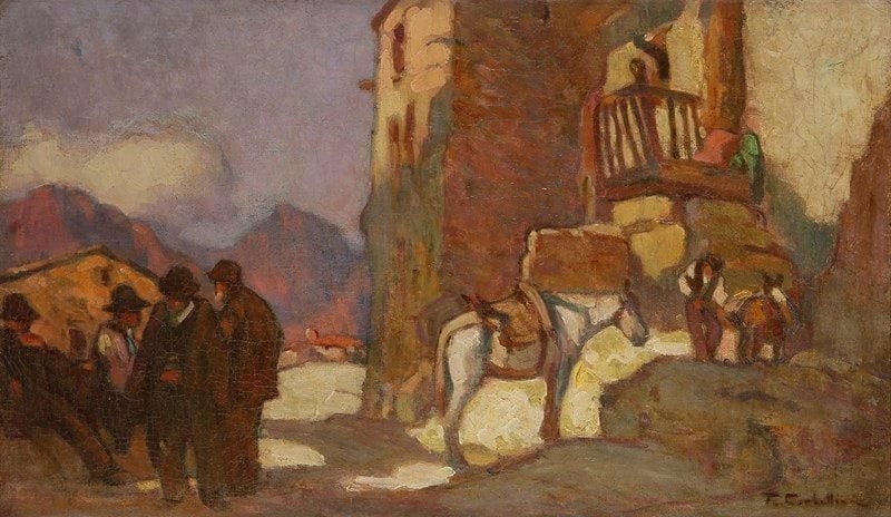 François CORBELLINI (1863-1943)
Maison de village Corse Huile sur toile. Signée en bas à droite. Titrée au dos sur le châssis. 32,5 x 55 cm