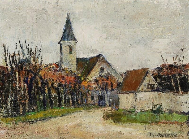 Michel JOUENNE (né en 1933)
Le Village Huile sur toile. Signée en bas à droite. 46 x 61 cm