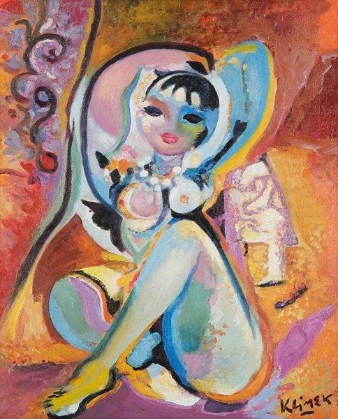 Ludwig KLIMEK (1912-1992)
Nu oriental Huile sur toile. Signée en bas à droite. 46 x 38 cm