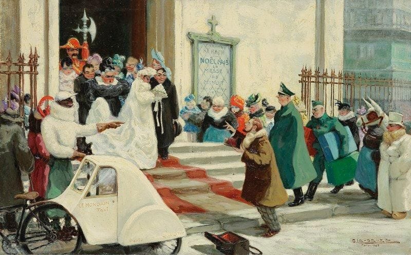 Gaston LE BEUZE (XXe siècle)
Le Mariage, 1945 Huile sur toile. Signée et datée en bas à droite. Signée, datée et titrée au dos. 38 x 61 cm