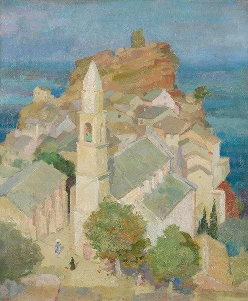 ÉCOLE CORSE début XXe siècle
Corse, le Village de Nonza Huile sur toile. Non signée. 55 x 46 cm