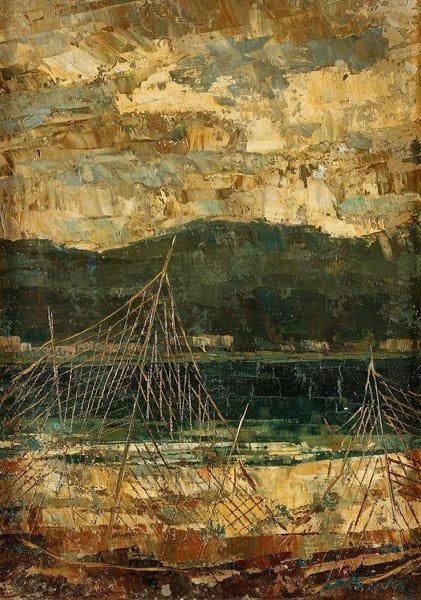 José-Paulo MOREIRA DE FONSECA [brésilien] (1922-2004)
Paysage de Rio, 1968 Huile sur toile. Signée en bas à droite. Signée, datée et située au dos. 26,5 x 19,5 cm