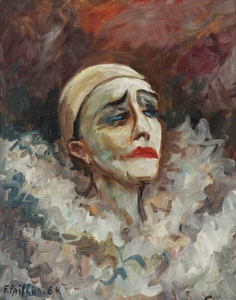 Fred PAILHES (1902-1991)
Le Clown, 1964 Huile sur toile. Signée et datée en bas à gauche. 41 x 33 cm