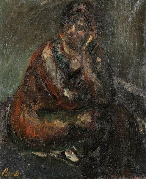 Adolphe PETRELLE (1874-1947)
Femme accoudée Huile sur toile. Signée en bas à gauche. 73 x 60 cm