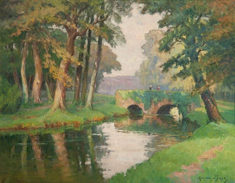 Maurice PIGEON (1883-1944)
Pont sur la rivière Huile sur toile. Signée en bas à droite. 73 x 92 cm